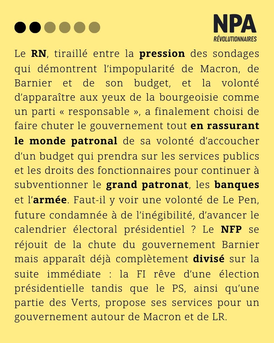 npa_revo's tweet image. #Barnier censuré, place aux travailleurs et travailleuses ! Notre communiqué de presse :