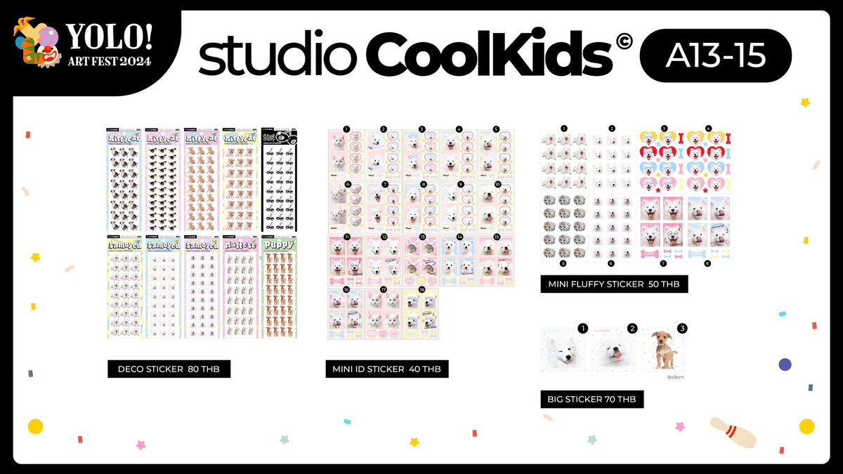 ⭐️ #YOLOARTFEST2024 ⭐️

🎁 STUDIO COOLKIDS 

-  NEW COLLECTION ✨

🏠 - Booth A13-15 
📍 - Samyan Mitrtown 5th flr.
📆 - 7 DEC 2024