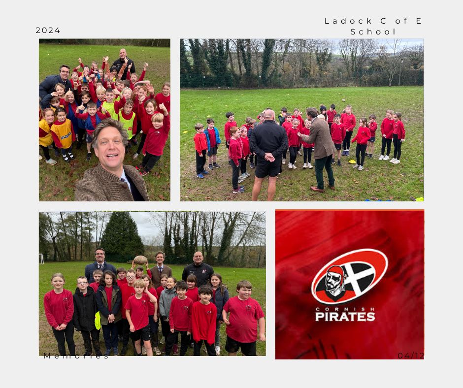 LadockCofE's tweet photo. A huge thankyou to Neil from the @CornishPirates1  who has been working with our KS2 children over the last few weeks. It was great to be joined yesterday by the High Sheriff of Cornwall Sam Galsworthy. #Lovinglearningachievingtogether https://t.co/3CMBuXedwu