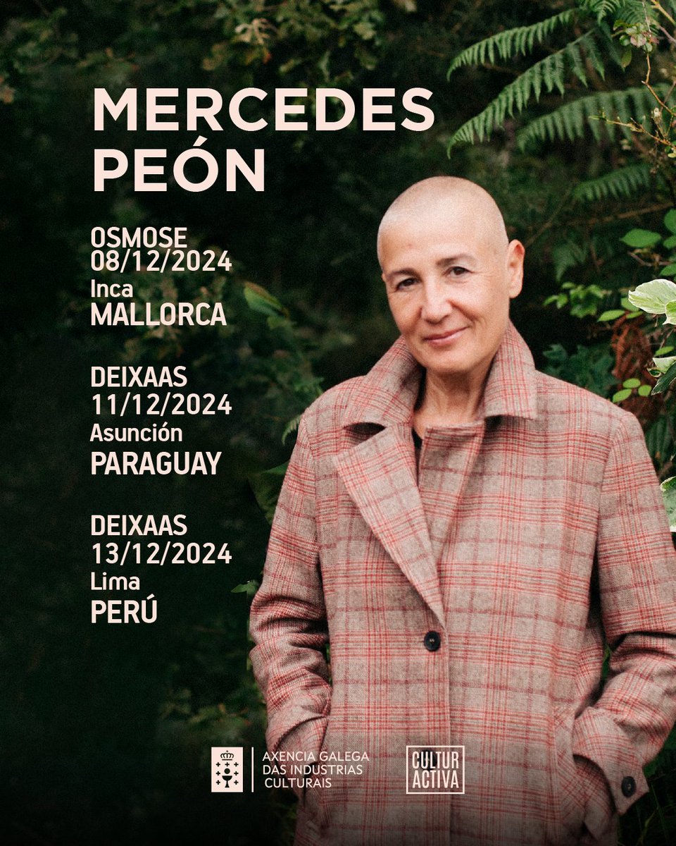 💜🎶 A <a href="/mercedespeon/">Mercedes Peón</a> tócalle
semana de viaxes! A artista de Oza actuará por vez
primeira en Lima (Perú) e Asunción (Paraguai) co
espectáculo 𝘿𝙚𝙞𝙭𝙖𝙖𝙨, con parada previa en Mallorca,
onde levará 𝙊𝙨𝙢𝙤𝙨𝙚! 🔥

#Osmose #Deixaas #Lima #Asunción #Mallorca