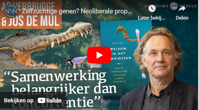 Zelfzuchtige genen? Neoliberale propaganda! Gesprek met Ad Verbrugge in de Nieuwe wereld over Welkom in het Symbioceen. Over de verstrengeling van natuur, cultuur en techniek. De Nieuwe Wereld, 4 december 2024. demul.nl/nl/video/6728-…