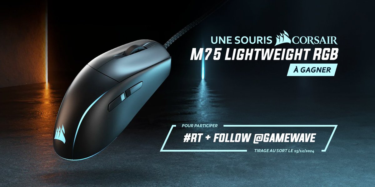 GAMEWAVE's tweet image. 🎁#GAMEWAVEAvent - Un jour = un #CONCOURS   

Gagne une une souris #Corsair M75 Lightweight RGB, d&apos;une valeur de 90 € ! 🥳 

Pour participer :   
- #RT ce tweet
- Follow @GAMEWAVE

📅 Tas 15/12 - Bonne chance ! 🍀
Plus de concours : gamewave.fr/concours/