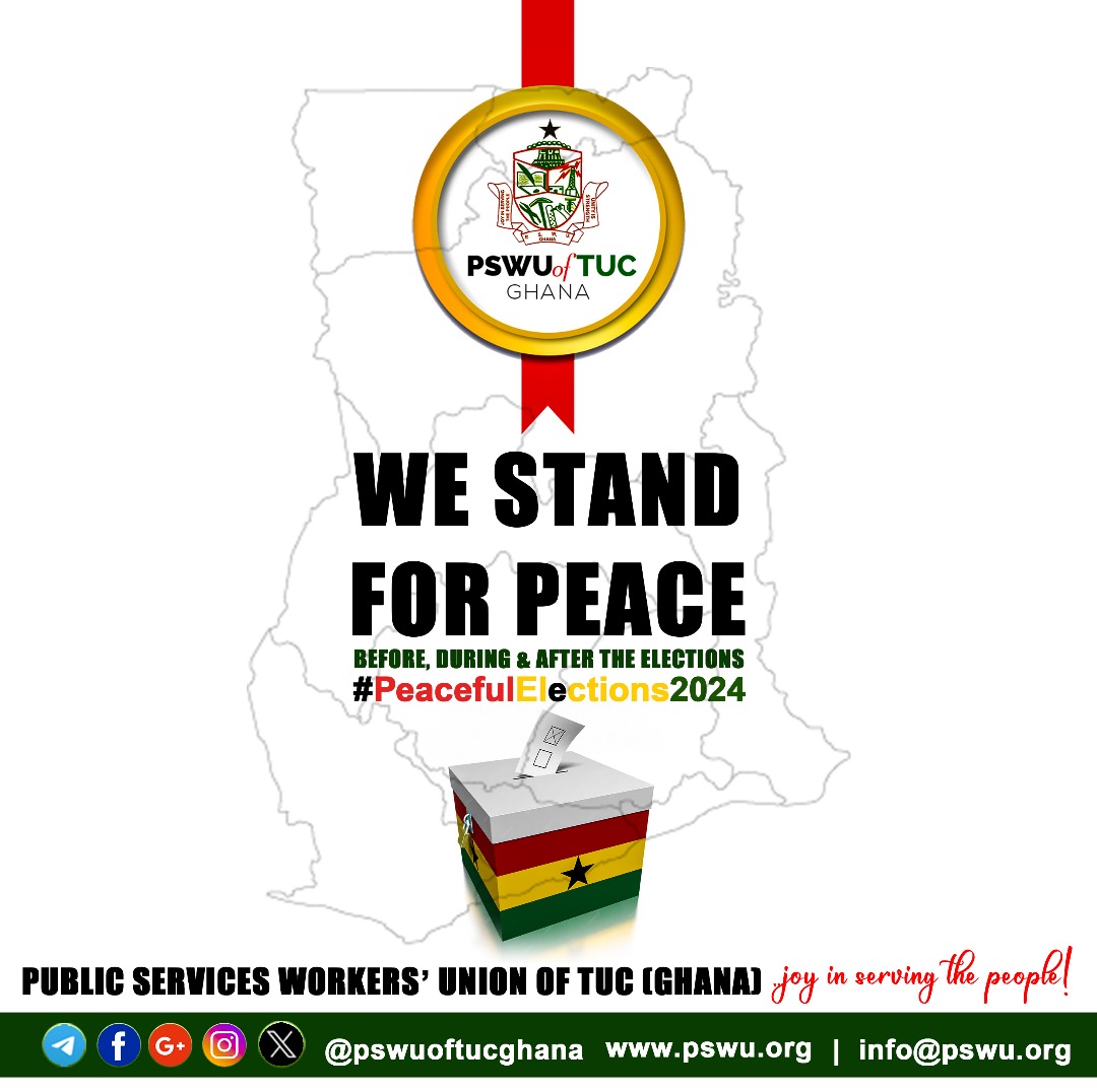 pswuoftucghana's tweet photo. 🖤🤍❤️💚
*We Stand For Peace* ✊🏾
*#PSWU #Election2024* https://t.co/z3IxmKLM2L