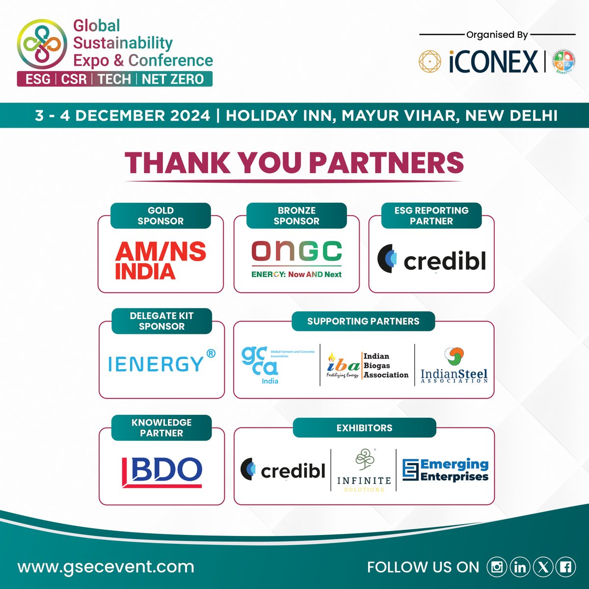 𝗧𝗵𝗮𝗻𝗸 𝗬𝗼𝘂 𝘁𝗼 𝗢𝘂𝗿 𝗣𝗮𝗿𝘁𝗻𝗲𝗿𝘀!

The #GSEC2024 wouldn’t be possible without the unwavering support of our partners. Together, we’re driving progress toward a sustainable future. Thank you for being part of this journey!

🔗 gsecevent.com

#Partners