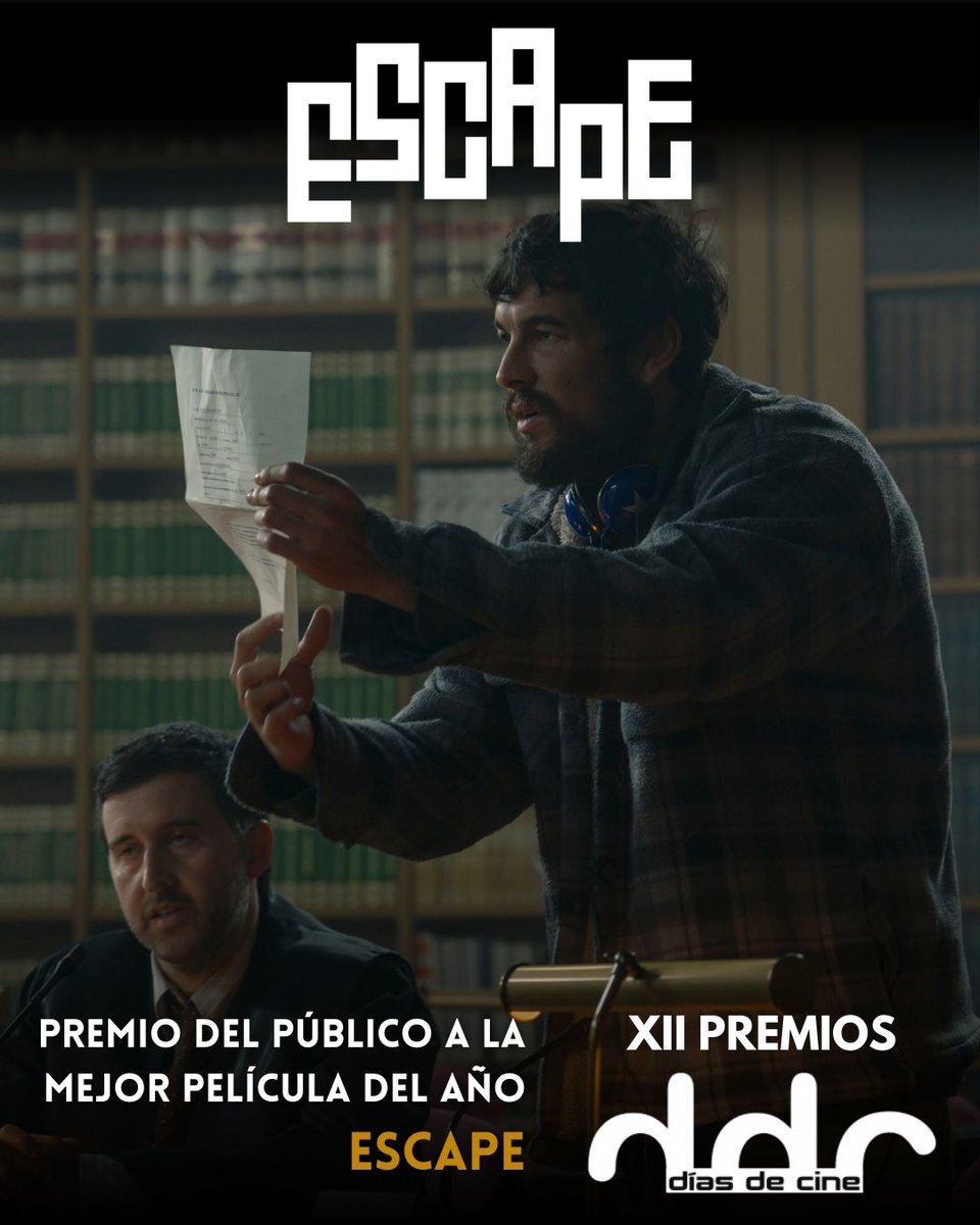 rodrigocortes's tweet photo. El equipo al completo de #ESCAPE da  las gracias a @DiasDeCine y a sus incombustibles espectadores por conceder a #ESCAPE el Premio del Público a la Mejor Película del Año. Larga vida al cine en el cine. GRACIAS 😊🙏. https://t.co/AZP7eMqg9k