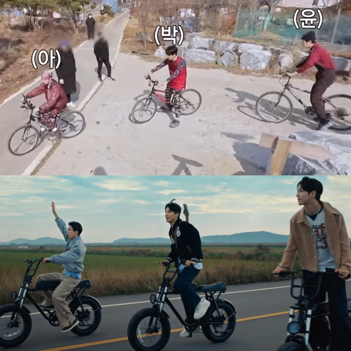 jjeongieya_'s tweet photo. bear fam riding a bicycle from tmap and now to their last night mv 🥹

the sequence is still the same from asahi-jeongwoo-jaehyuk 🥰🧸 

#아사히 #박정우 #윤재혁 https://t.co/dod51CLsJc