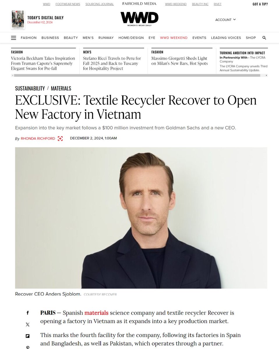 Today marks a significant milestone in our journey as we announce the opening of our latest recycling plant in Vietnam. Discover more: wwd.com/sustainability…