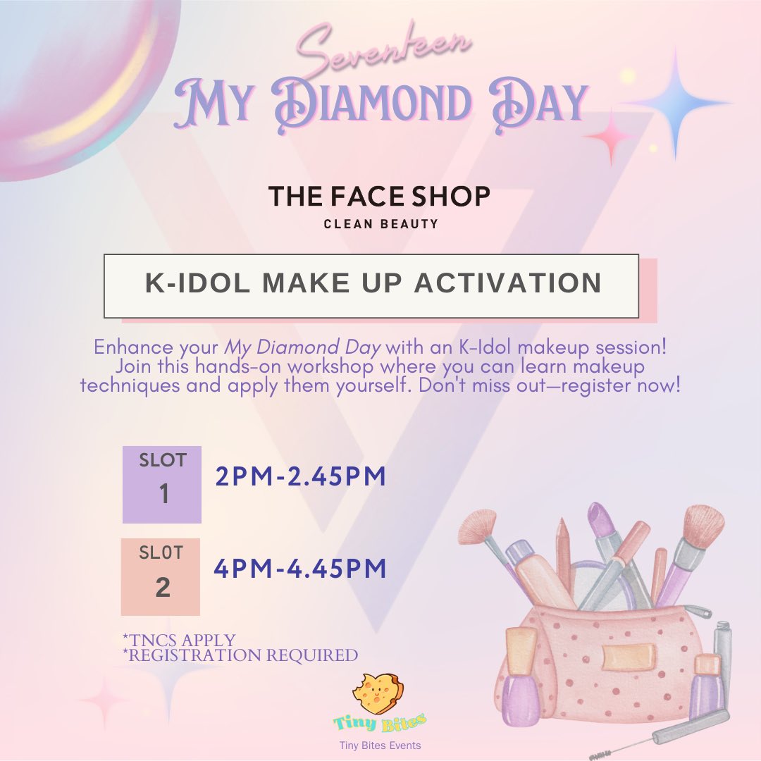 tinybitesevents's tweet photo. Dear 🇲🇾 Carats, you are welcome to visit The Face Shop event this Saturday and redeem special gifts which prepared by TFS MY!! Specially for Carats only!!

It’s time to show 💎 power!! 

#mydiamondday2024 #seventeen #carat #pasarseventeen #pasarsvtmy #pasarseventeenmy #wonwoo https://t.co/br9VxDaKuy