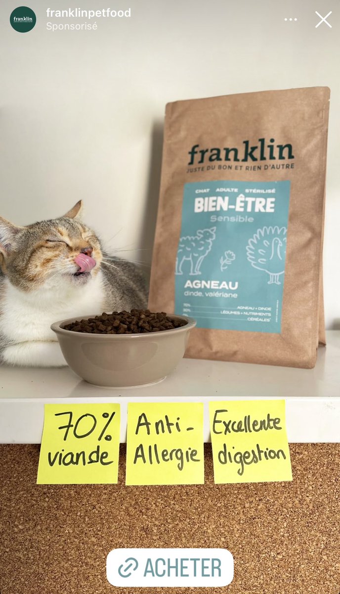 Coucou Twitter ! Si on jouait aujourd’hui ? Voici une pub de Franklin Petfood avec 3 belles allégations ! Alors bullshit or not bullshit ? Et si oui, pourquoi ?