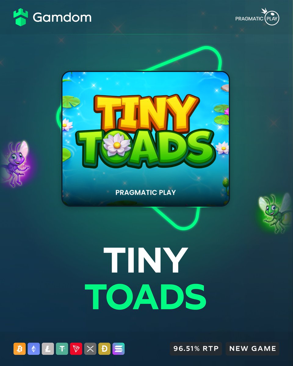 gamdom's tweet photo. 🐸 New Game: Tiny Toads by Pragmatic Play! 🐸

Jump into the swamp and chase prizes up to 4,000x your bet! 🌿

-💚 + 🔁 +Tag a friend + Drop your userID for a shot at FREE spins! 🎰

🔗https://t.co/y4ZmlIQV5C