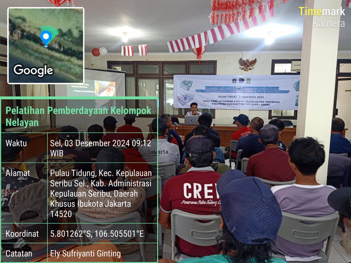ElyGinting's tweet photo. Selasa (03/12/2024), Ely. S. Ginting, Luhkan Pulau Seribu, Pendampingan Pelatihan Pemberdayaan Kelompok Nelayan tentang Sosialisasi Alat Tangkap Ramah Lingkungan di Pulau Tidung.
#GuhkanSatminkalBogor #Aktivitas #PPBPulauSeribu
@bppsdm_kp
@puslatluhkp
@brpbatpp_bogor https://t.co/6KFIUvbqAL