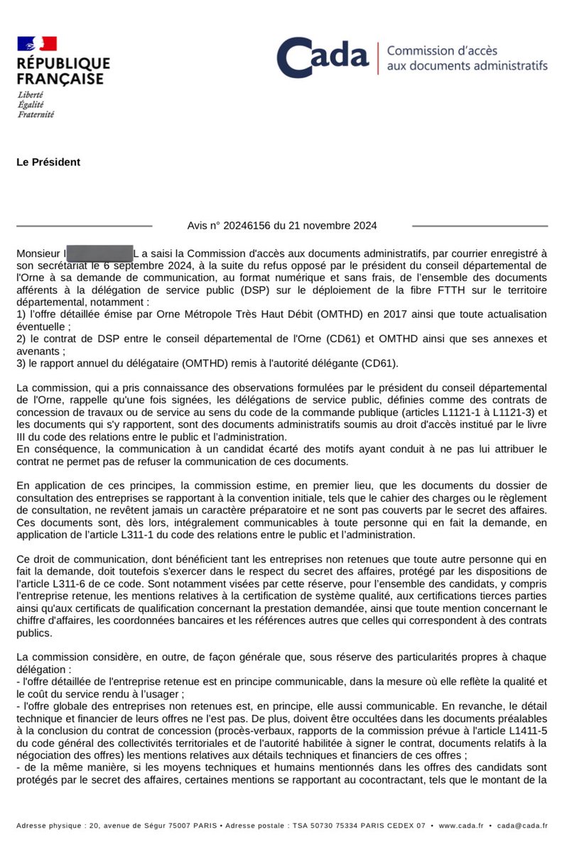 iroycobis's tweet photo. @MCCob @InfosReseaux Et voilà, la CADA a rendu son avis ! Je vais relancer le département pour qu’ils accèdent à ma demande :) https://t.co/vbswSp0j3k