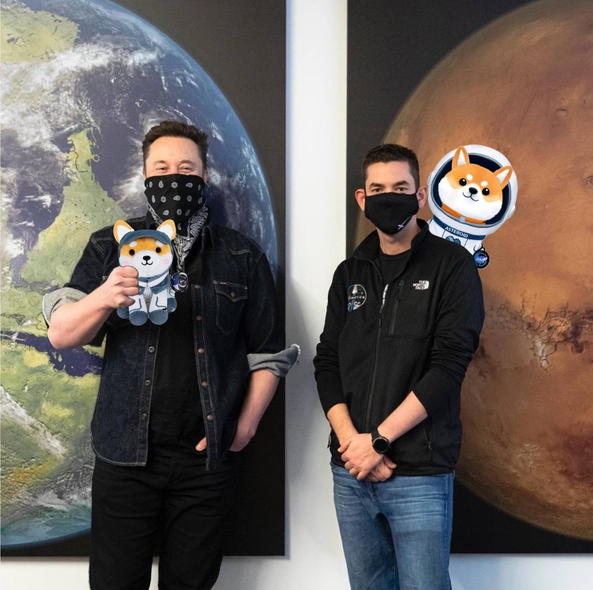 The future of #AsteroidShiba, thanks to these two individuals, DOGE and the NASA leader. Congratulations to Rook <a href="/rookisaacman/">Jared Isaacman</a> on becoming the NASA leader. Looking forward to the day when #Asteroid and Liv go to Mars together.