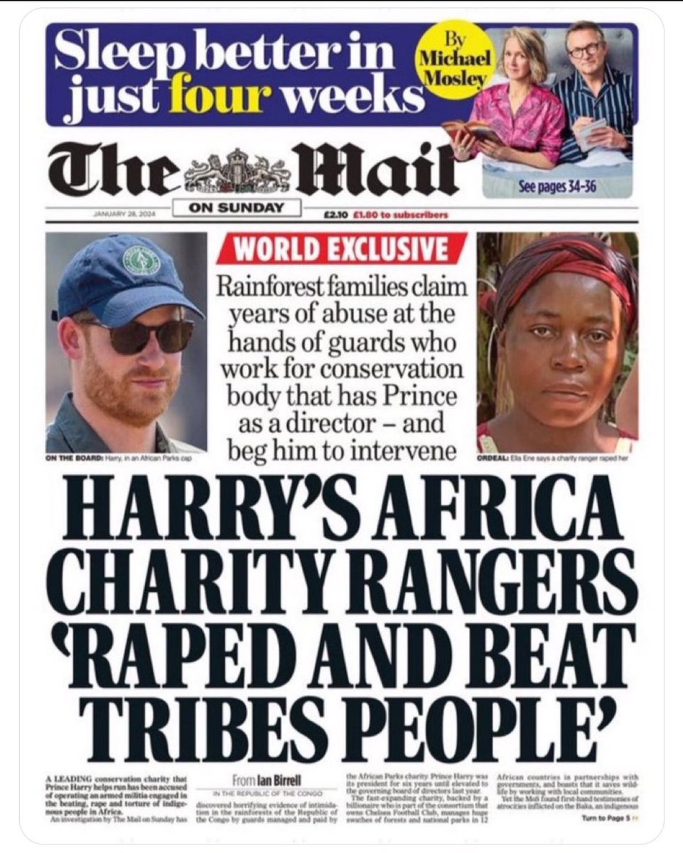 duchess_salty's tweet photo. @GBNEWS When does #PrinceHarry plan to make his feelings clear about HIS #AfricanParks rangers abusing and raping men, women and children? The latest report is the rangers kicked a woman so hard she miscarried. #Unsussexful #GingeAndWhinge Silence is complicit. https://t.co/haWpdBs9T7