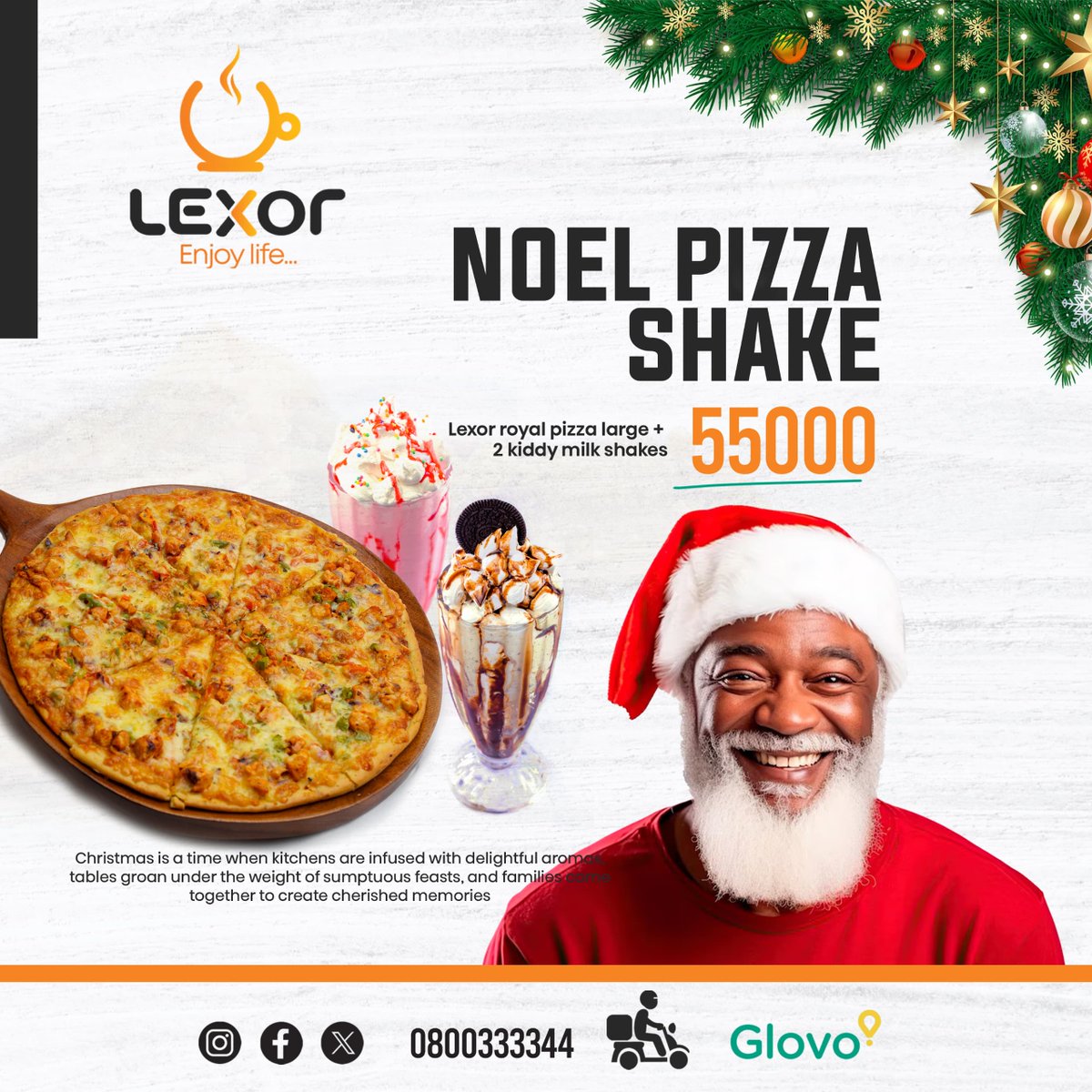 lexor_Cafe's tweet photo. 🥤✨ Treat yourself and your loved ones to the ultimate holiday feast. 🎉

#NoelPizzaShake #FestiveFeast #HolidayVibes #PizzaLovers #MilkshakeMagic #SeasonalDelights #FestiveEats #TisTheSeason #TreatYourself #foodieheaven https://t.co/0CJJEx42IS