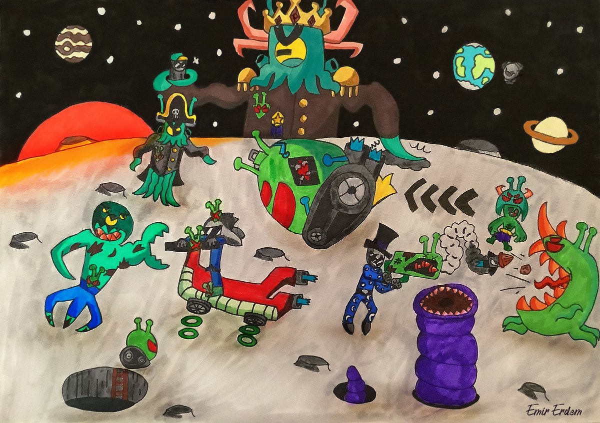 ErdemNata's tweet photo. Hi #NFTfam 🤗❤️
❤️‍🔥New drop from my 13 y.o. son❤️‍🔥

"ALIEN BUSTERS"
1 $XTZ  
99/100 editions on @objktcom

A new fight. Ghostbusters catch aliens on the Moon. Will they be able to complete the task and return to Earth?
#CactusBoom #Tezosween  #NErdemsArt #HashTera https://t.co/Ywam6sUcea