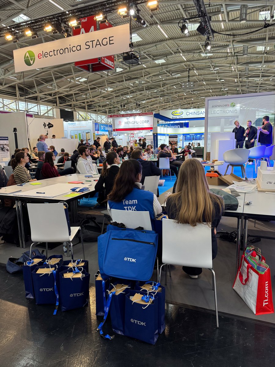TDK_Corporation's tweet photo. How do we connect academic theory with industrial practice? 👩🎓🤝👩🔬
Through inspiring formats such as the #Makeathon of "Technology is Fun" Foundation, which took place at @electronicaFair 2024!
#TDKelectronica24 #Innovation #Collaboration #FutureElectronics https://t.co/VG3CYYKB4a