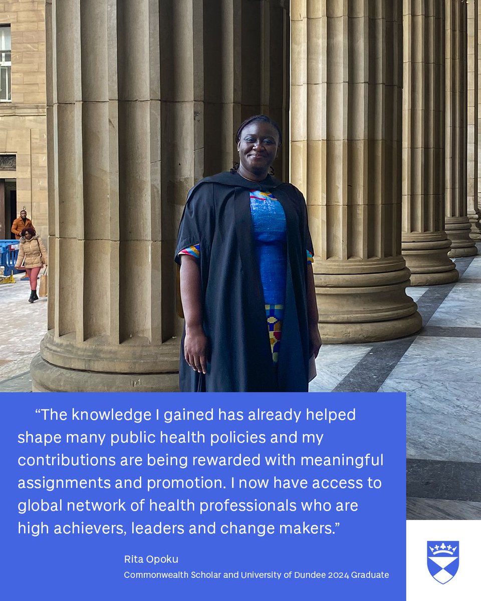 UoDHealthSci's tweet photo. Graduation might have been a few weeks ago but we're still celebrating the success of our new graduates. Rita graduated with an MSc in Infection Prevention and Control and shares her thoughts on how it has shaped her career already. https://t.co/NVI9BUukIs