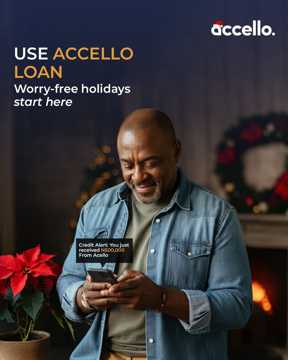 Accello_ng's tweet image. Growing financial commitments? December doesn't wait, so why should you? With Accello loans, you can get the cash you need in minutes to handle your festive plans.

Tap the link in bio to apply now.

#Accello #JustLoans #MoneySolutions #decembertoremember