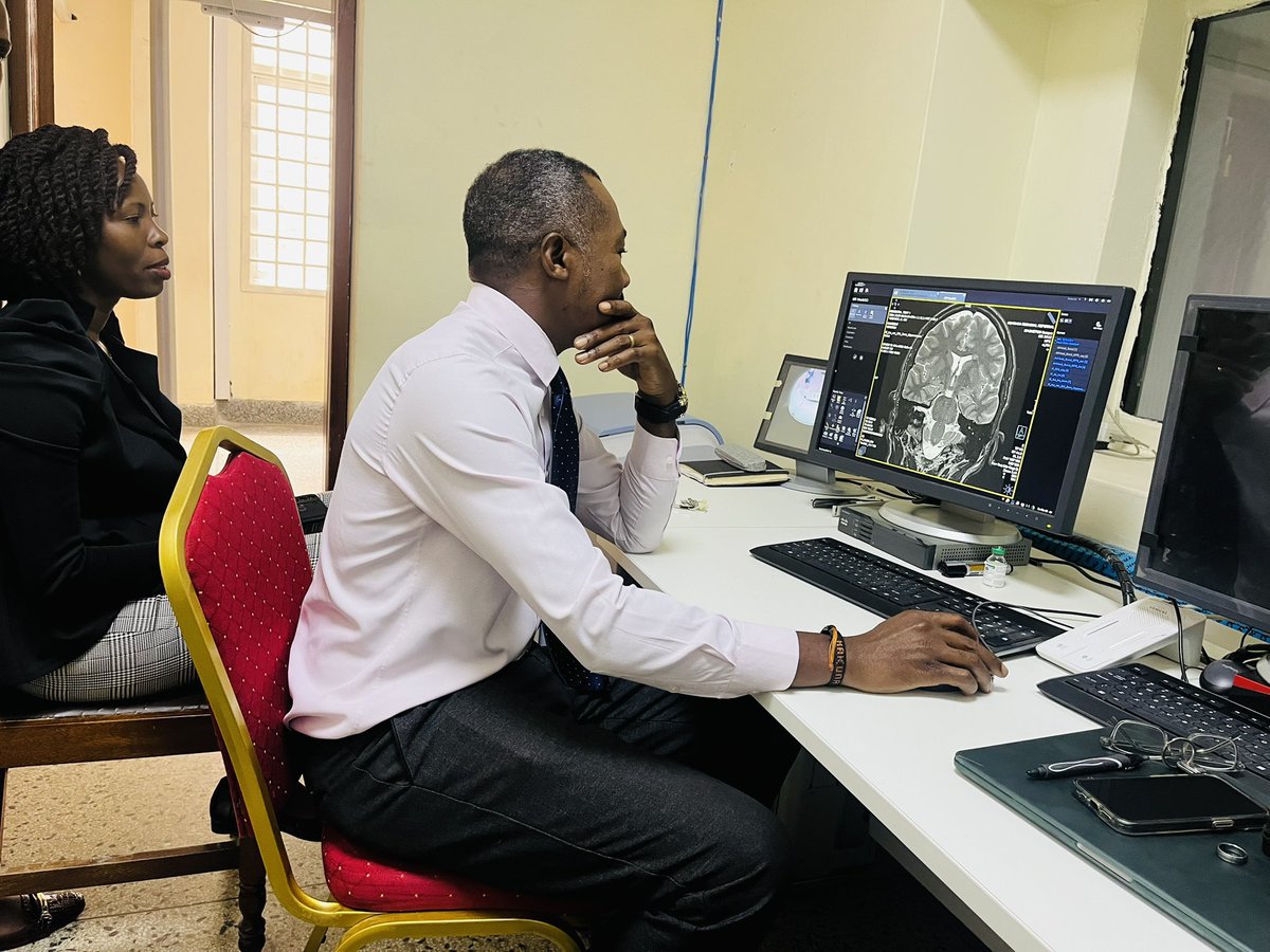 dr_sasiimwe's tweet photo. Using MRI infrastructure @MbararaHospital  &amp; calibrating it to study brain health (neurocog defects &amp; dementia) in our community. Our radiology team @MbararaUST will have improved skills thx to our @NIH supported @MGHGlobalHealth partners. Thx @PbyakikaPauline &amp; team for support https://t.co/A3CLQ4uV5A
