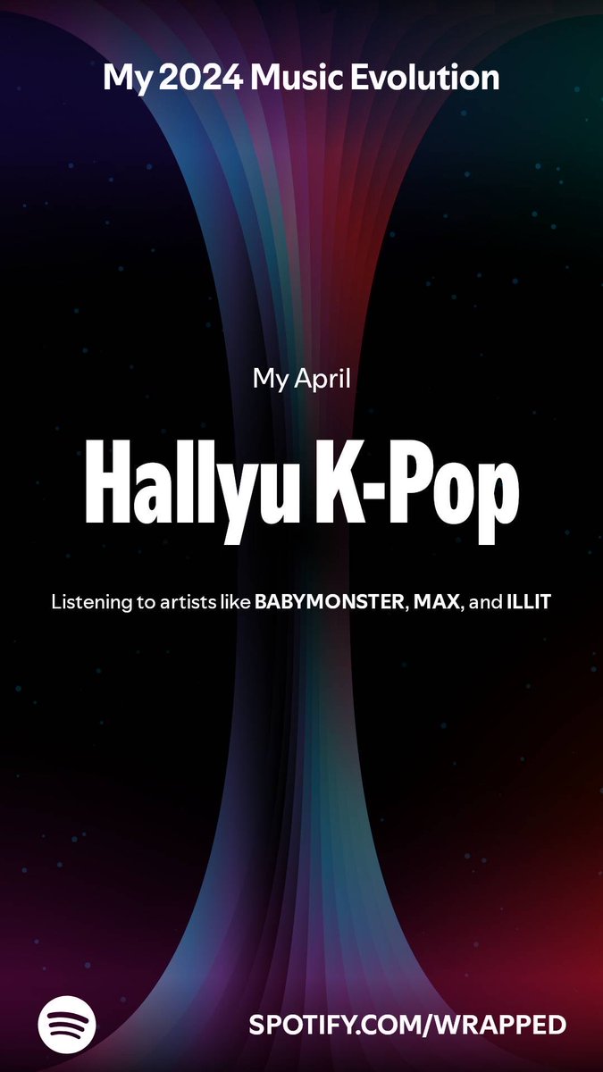 In April I was all about BABYMONSTER, MAX, and ILLIT. How did you evolve this year? #SpotifyWrapped   open.spotify.com/wrapped/share/…