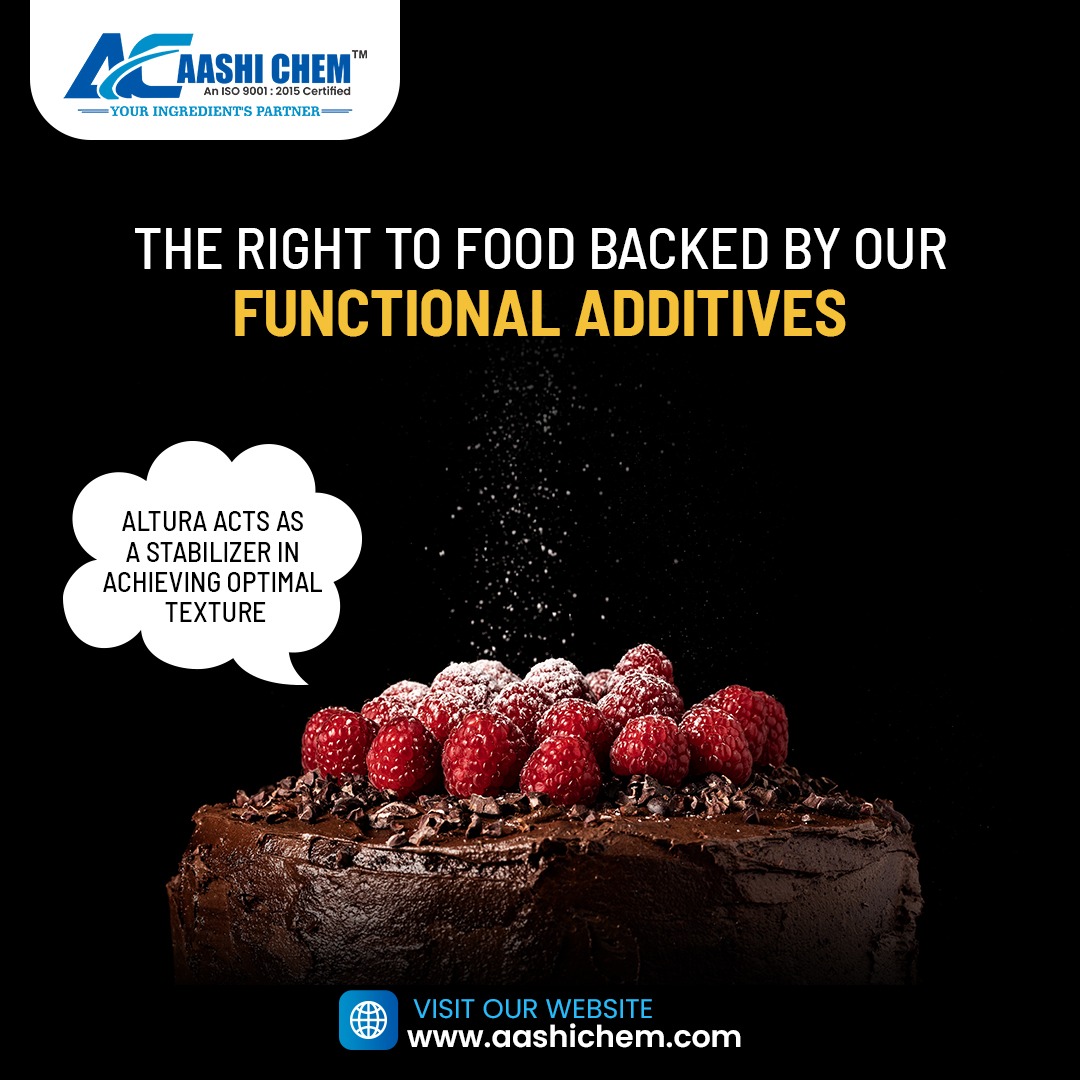 aashi_chem's tweet image. The right to food, backed by our functional additives. Altura acts as a stabilizer, ensuring optimal texture. ✨

Visit us at 🌐 aashichem.com

#AashiChem #FoodIngredients #StabilizerSolutions #TextureMatters #BakingPerfection #FoodAdditives  #ChemicalSolutions