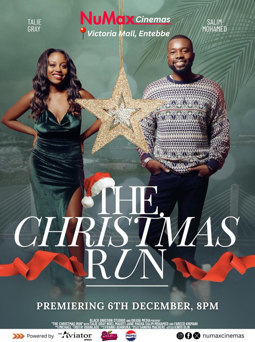 NuMax Cinemas (@numaxcinemas) on Twitter photo In a story of loss, resilience and love, two strangers are brought together in circumstances that only the holiday season could deliver. #thechristmasrun #entebbe #entebbeuganda #movie #movies <a href="/AquafinaUganda/">Aquafina Uganda</a> <a href="/kwezirico/">Kwezi Patrick</a> <a href="/EntebbeTown/">Entebbe Town Tourism</a> <a href="/UWEC_EntebbeZoo/">UWEC</a> <a href="/PepsiUganda/">Pepsi Uganda</a> <a href="/sumz_snacks/">SUMZ</a> In a story of loss, resilience and love, two strangers are brought together in circumstances that only the holiday season could deliver. #thechristmasrun #entebbe #entebbeuganda #movie #movies <a href="/AquafinaUganda/">Aquafina Uganda</a> <a href="/kwezirico/">Kwezi Patrick</a> <a href="/EntebbeTown/">Entebbe Town Tourism</a> <a href="/UWEC_EntebbeZoo/">UWEC</a> <a href="/PepsiUganda/">Pepsi Uganda</a> <a href="/sumz_snacks/">SUMZ</a>