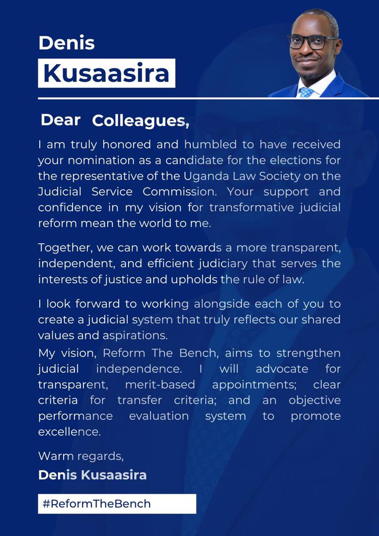 “Transfer of Judicial Officers from one station to another has become a penal measure. I want to advocate for a clear criteria for transferring judicial officers.” - <a href="/DenisKusaasira/">Denis Kusaasira</a>

#VoteKusaasira 
#ReformTheBench