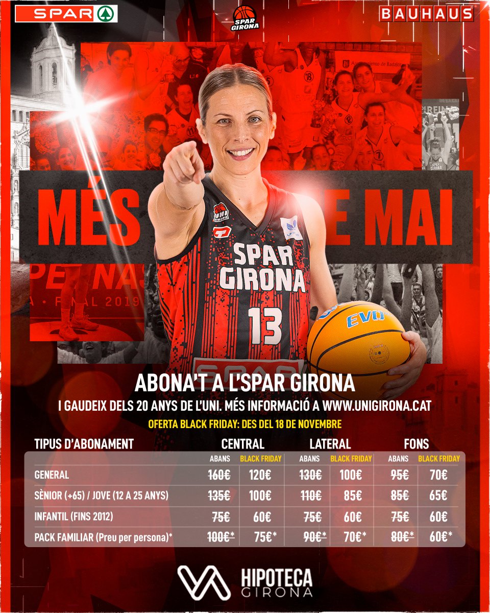 🔥 Aprofita l'oferta especial d'abonaments de l'Spar Girona! 🔥

📌 Històric! L’equip ha signat el millor inici de la història a la #LFEndesa amb 10 victòries consecutives! 🙌

💥 No deixis escapar l’oportunitat de viure el millor bàsquet en directe i formar part d’aquest moment