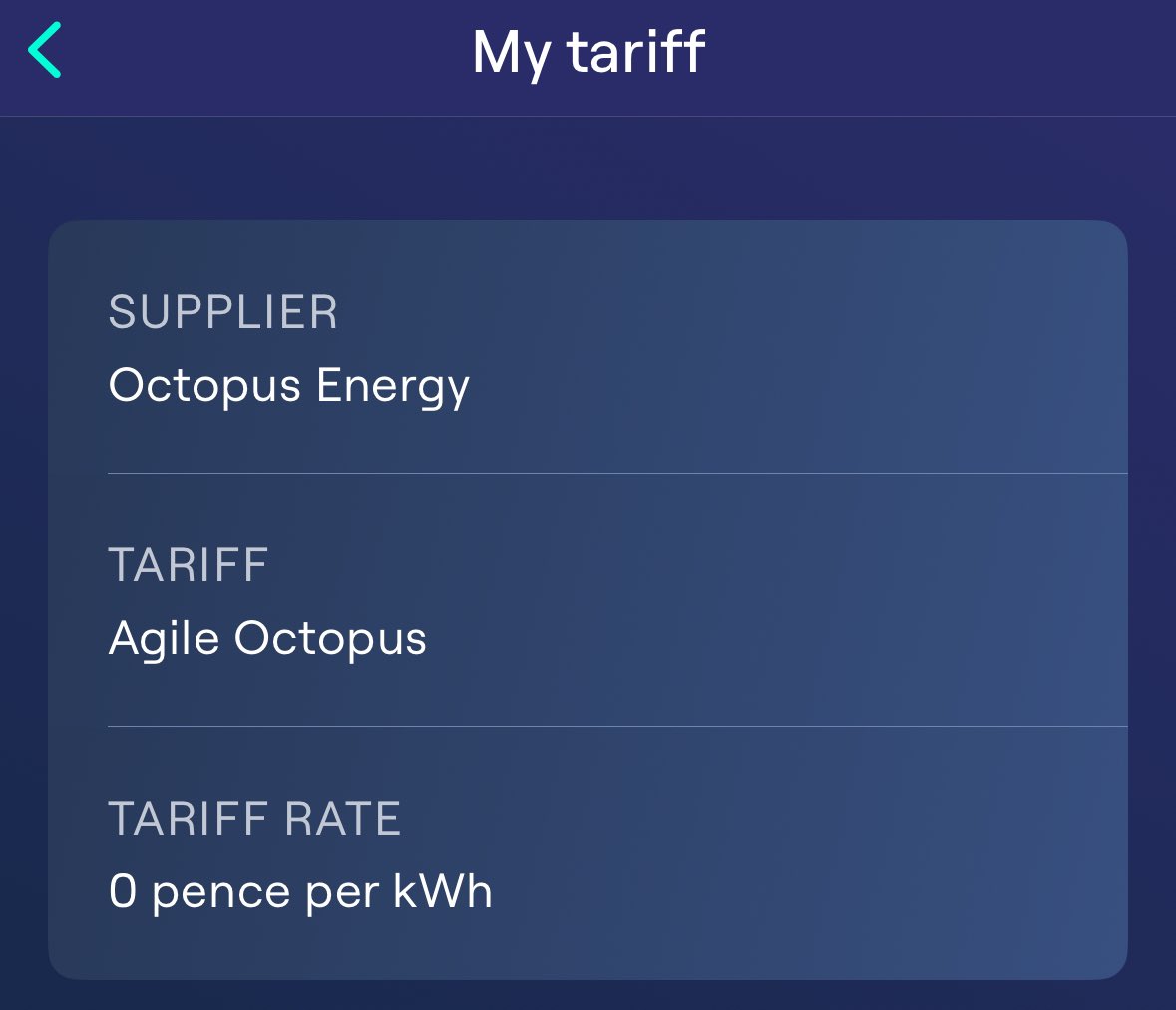 camiles87's tweet image. @OhmeEV Hi, changing tariffs from one to another usually fixes this issue but not this time. App says rate is constantly 0p on Octopus agile. Are you aware of any issues? Obviously this is making charging extremely difficult! Thanks
