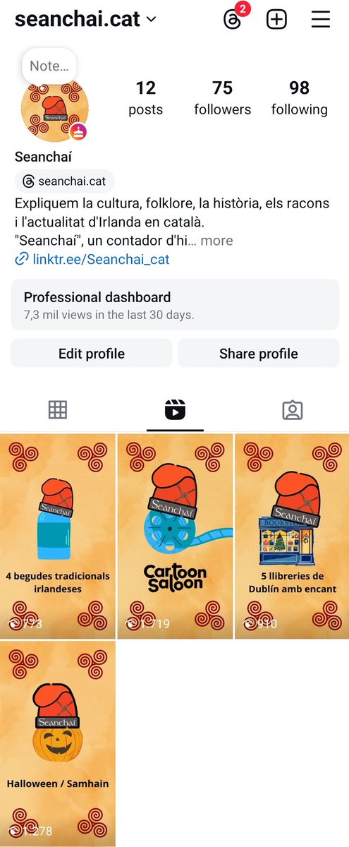 Bon dia, seanchais! Tenim una bona notícia, ja hem recuperat el compte d'#Instagram. Feu-li un cop d'ull i descobriu la cultura irlandesa 👇🏻👇🏻

instagram.com/seanchai.cat/