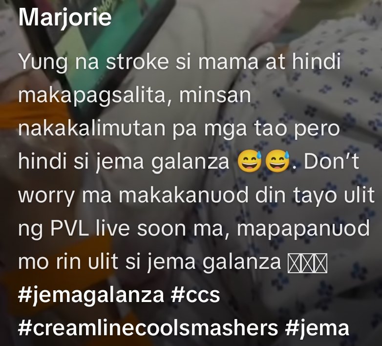 imyanceyyy's tweet photo. Magpagaling po kayo nanay. Maraming games pa po panonoorin nyo at ichecheer nyo pa si Jemaling 🤗🫶🏻

https://t.co/ZCvzvbxsoM https://t.co/drPj7Hj811
