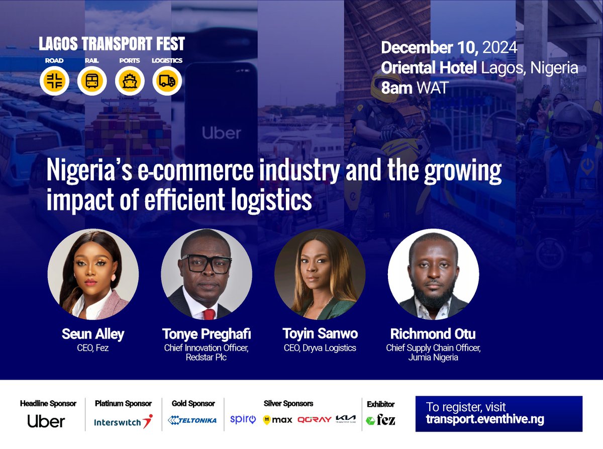 Lagtranspofest's tweet photo. As the e-commerce landscape continues to evolve, so does the demand for efficient logistics solutions to support the growing volume of online transactions. 

At the Lagos Transport Fest 2024, the session ‘Nigeria’s e-commerce Industry and the growing impact of efficient https://t.co/PsSwuFm70r