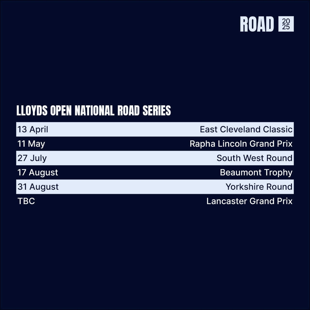 BritishCycling's tweet photo. We're pleased to announce the first dates for the 2025 Road season, covering the Lloyds National Road and Circuit Series! 🚴‍♂️ 🚴🏻‍♀️

Full details ⬇️

#NatRoadSeries