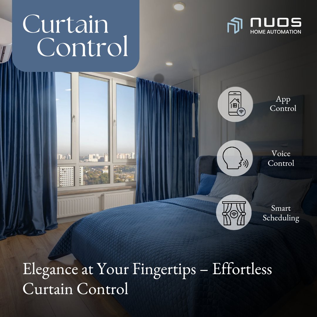 NuosSmartHome's tweet image. Elegance at your fingertips! ✨ Effortlessly manage your curtains with App Control, Voice Control, and Smart Scheduling from NUOS Automation. Style meets convenience! 

#SmartCurtains #CurtainControl #AutomationEveryday #SmartDeals #SmartLiving #AutomationForLife #MotionSensors
