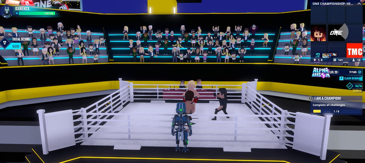 0xren2x's tweet photo. Entering the @ONEChampionship Stadium in Hero's Quest @TheSandboxGame. Time to become a legend! 🏟️🦸 https://t.co/Y2t4HsFjVm #TheSandbox #AlphaSeason4 #AS4SocialChallenge 

"Remember our training, go for the ear bite at round 3 🗣️🗣️🗣️" https://t.co/gT97n16tlY