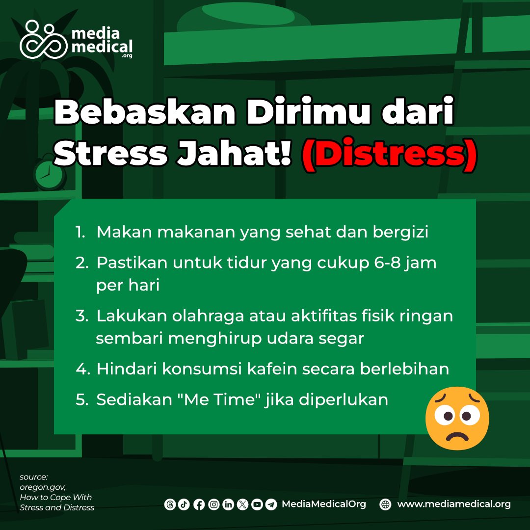 mediamedicalorg's tweet photo. Yup, tidak semua stress berdampak buruk bagi tubuh💪🏻

Istilah stress jahat (distress) adalah kondisi dimana seseorang merasa kewalahan dan seringkali tidak punya energi untuk menjalani aktifitasnya❤‍🩹

#distress #mentalhealth #kesehatanmental #sehatnegeriku #mediamedicalorg https://t.co/B1Yrb3zcdO