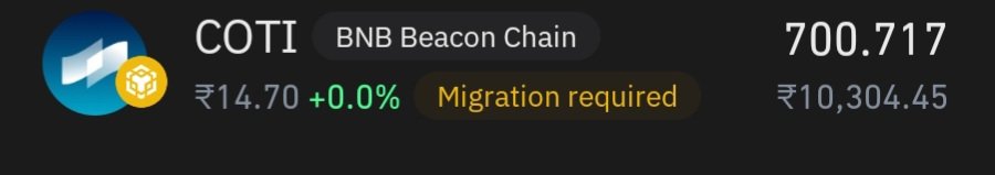 Harsh78142's tweet photo. sir i have coti coin in my trust wallet here is showing migration require sir any solution?@Theblockvlog https://t.co/26JhEsVbdx