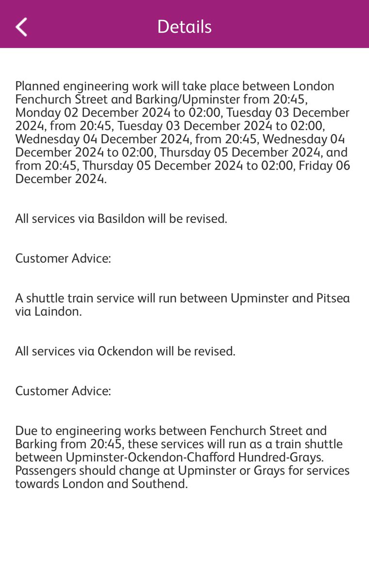 Webmachine75's tweet photo. @c2c_Rail Thks for confirming. Can you update your website /app as info indicates shuttle starts earlier. https://t.co/hBuNuKkWip