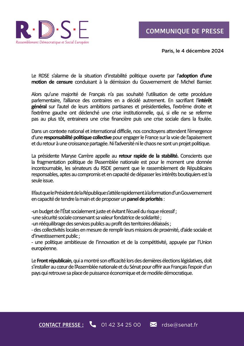 Sénateurs RDSE tweet media