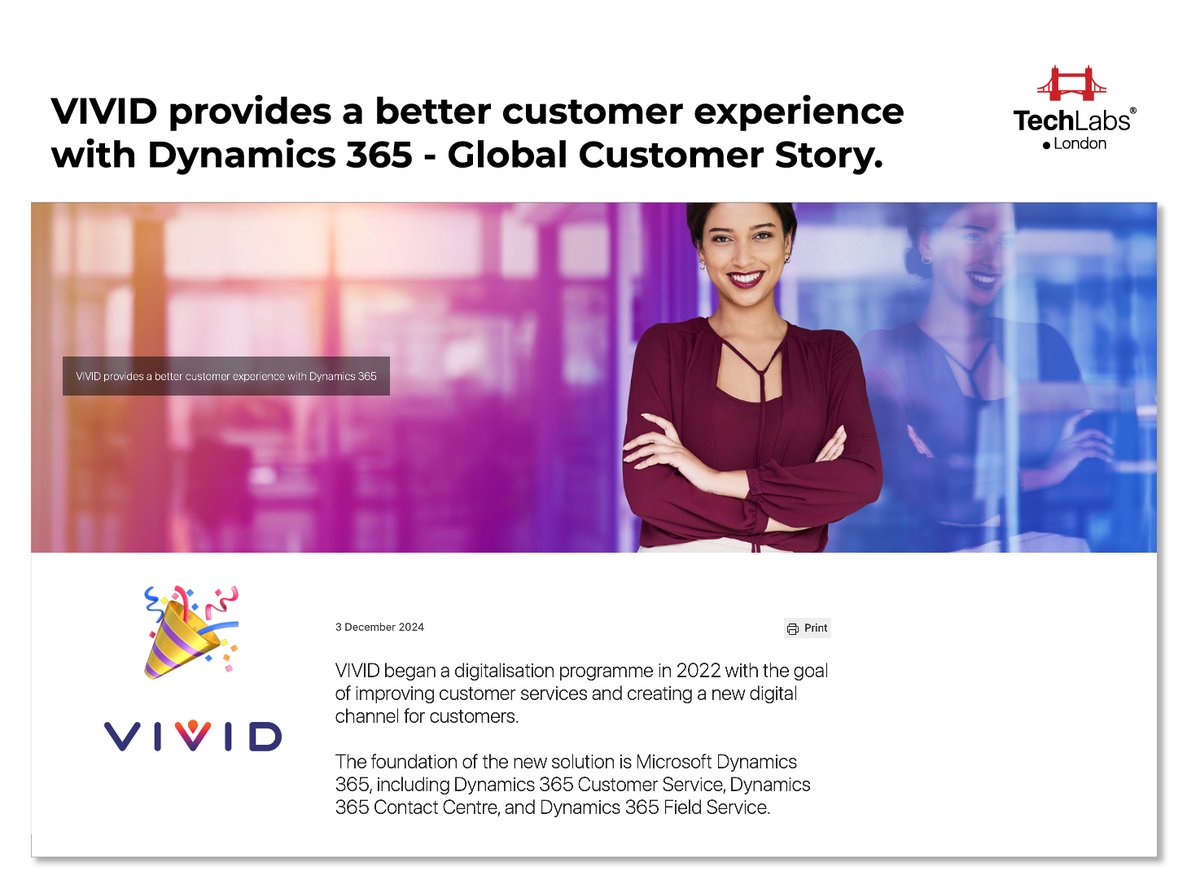 TechLabsLondon's tweet image. Exciting news! Our fantastic success story with @WeAreVIVIDhomes is now published as a Global Microsoft story 🎉Using our Microsoft-powered, @iPropertyCloud transforming their business including their Contact Centre and several other functions. Full story bit.ly/49lVfZU