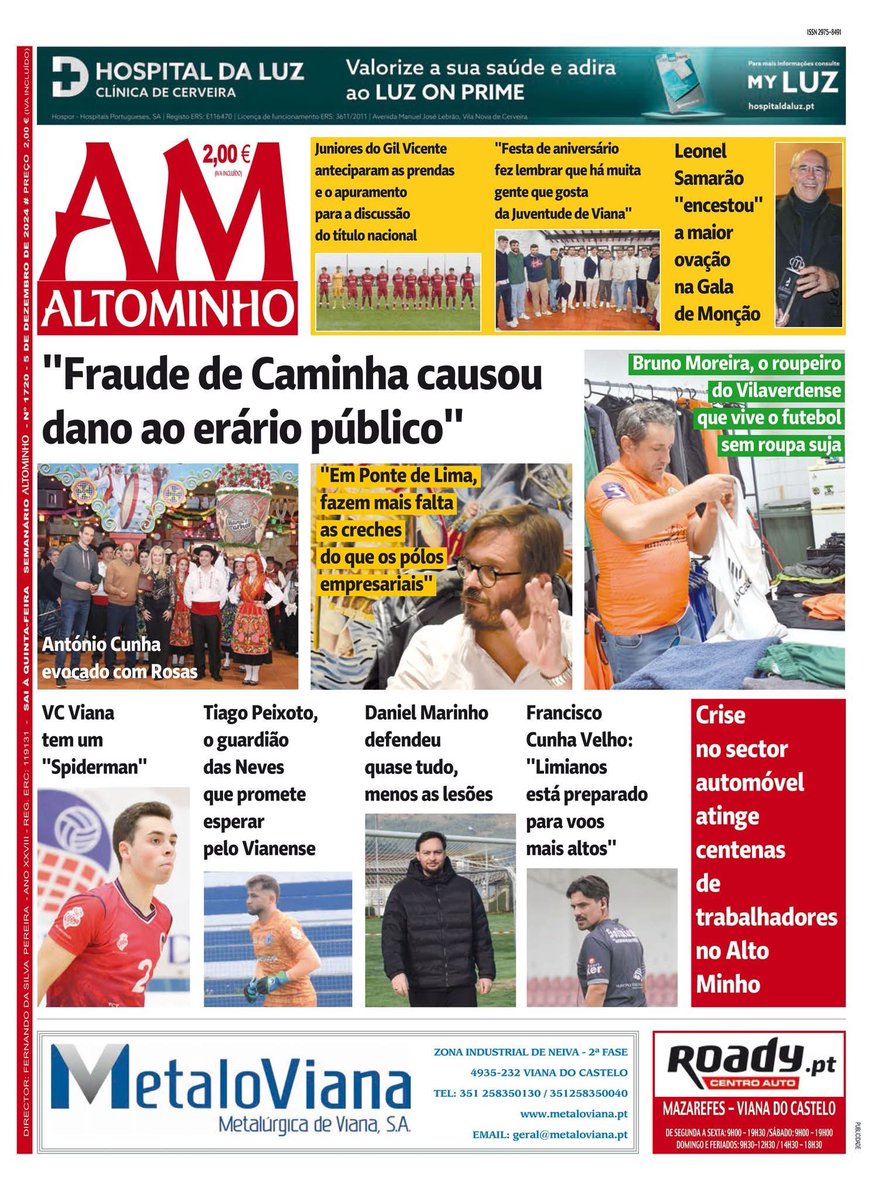 O número desta semana do <a href="/JornalALTOMINHO/">Jornal ALTOMINHO</a> já está nas bancas. Encontram a crónica de <a href="/NunodeMatos/">Nuno de Matos</a> na pág 16
