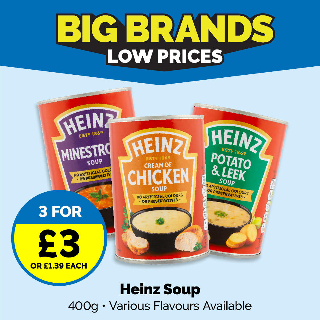 Poundstretcher1's tweet image. This is one soup-a-deal that you really can't afford to ignore 💰💰 #heinz #heinzsoup #multibuy #specialoffer #poundstretcher