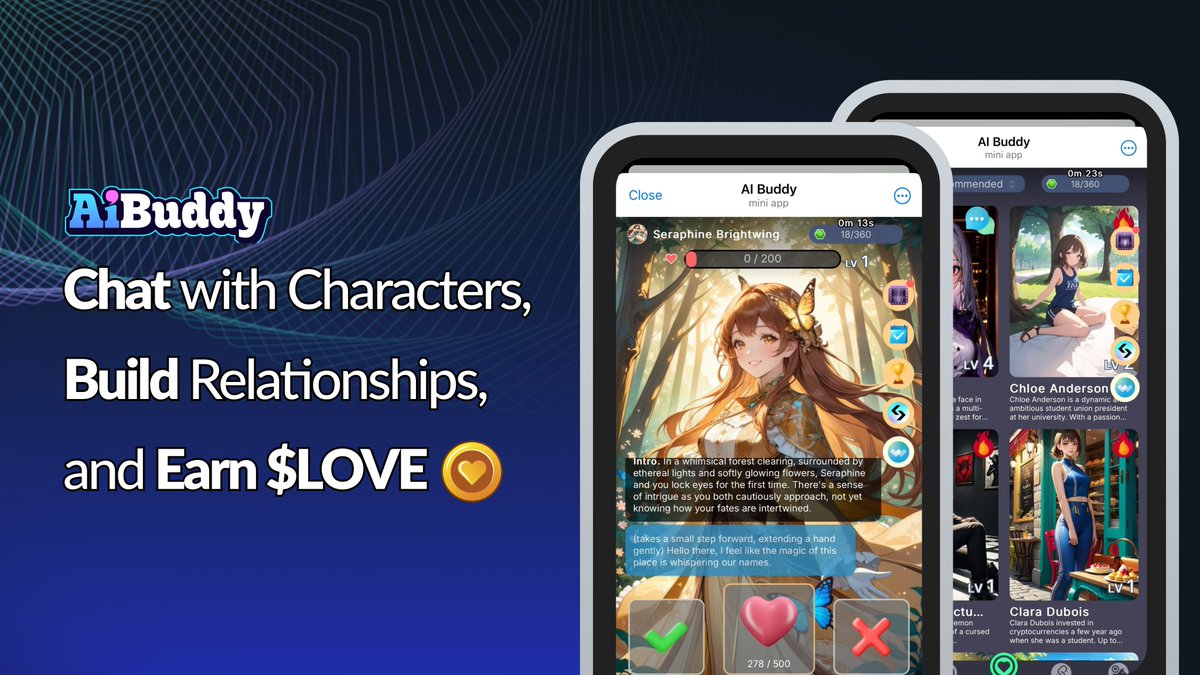 talent_ring's tweet photo. 🎮 Haven't tried AI Buddy yet? 

It's not late to play it NOW! 🚀

❤️ Chat with exclusive characters, build relationships, and earn $LOVE!

Join our community on Telegram and start your adventure today! 🌟👇
https://t.co/zQJbxIslQg
#Airdrop #Memecoin #Web3 https://t.co/quYAwgmFdA
