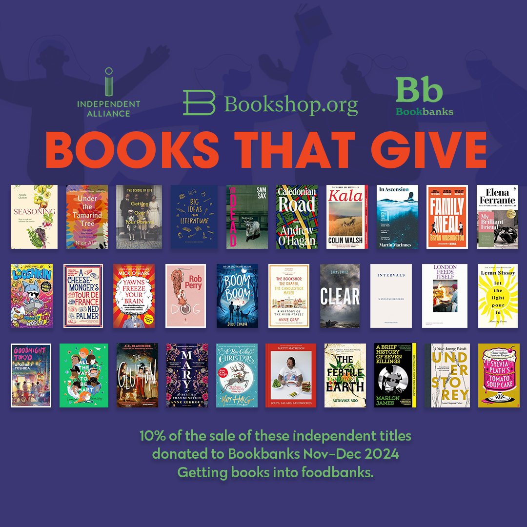 There’s still time to take part in @bookshop_org_uk’s charity drive #BooksThatGive. Until the end of December, 10% of sales of select @indies_alliance books will be donated to @Bookbanksuk, providing books to food banks. Find our more here: uk.bookshop.org/lists/books-th…