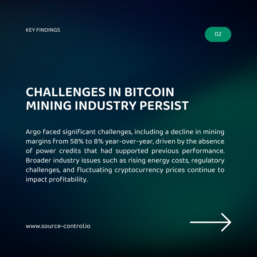 SourceControl_'s tweet photo. Despite challenges in Bitcoin mining, Argo Blockchain proves its resilience! In November 2024, the London-based miner reported $3.4M in revenue, up from $3M in October, thanks to higher Bitcoin prices and hash rates—even as daily BTC production declined. https://t.co/qTtRo3IMRp https://t.co/T2edL7xr0M