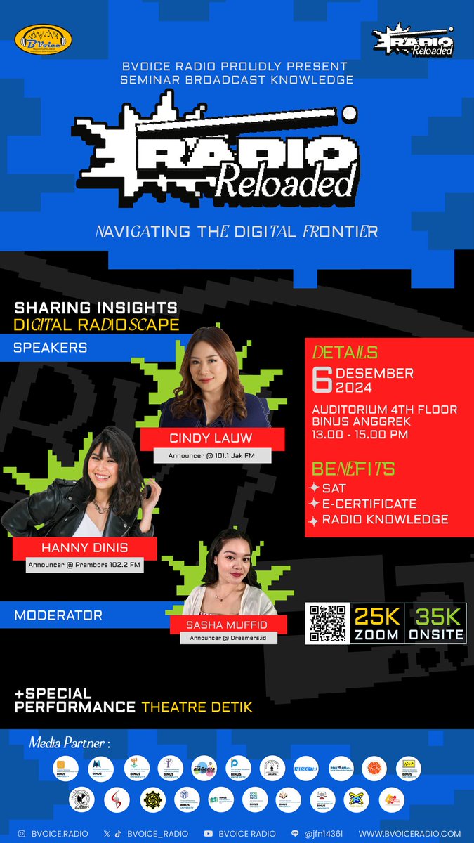 HimtiBinus's tweet photo. BVoice Radio’s Seminar 2024: Radio Reloaded 📻

Halo, teman-teman 👋 

Akhirnya yang ditunggu-tunggu, Seminar BVoice Radio datang lagi! Di seminar kali ini, BVoice Radio akan membahas seputar tantangan yang dihadapi radio di zaman digital. https://t.co/QuxYnYL9OC