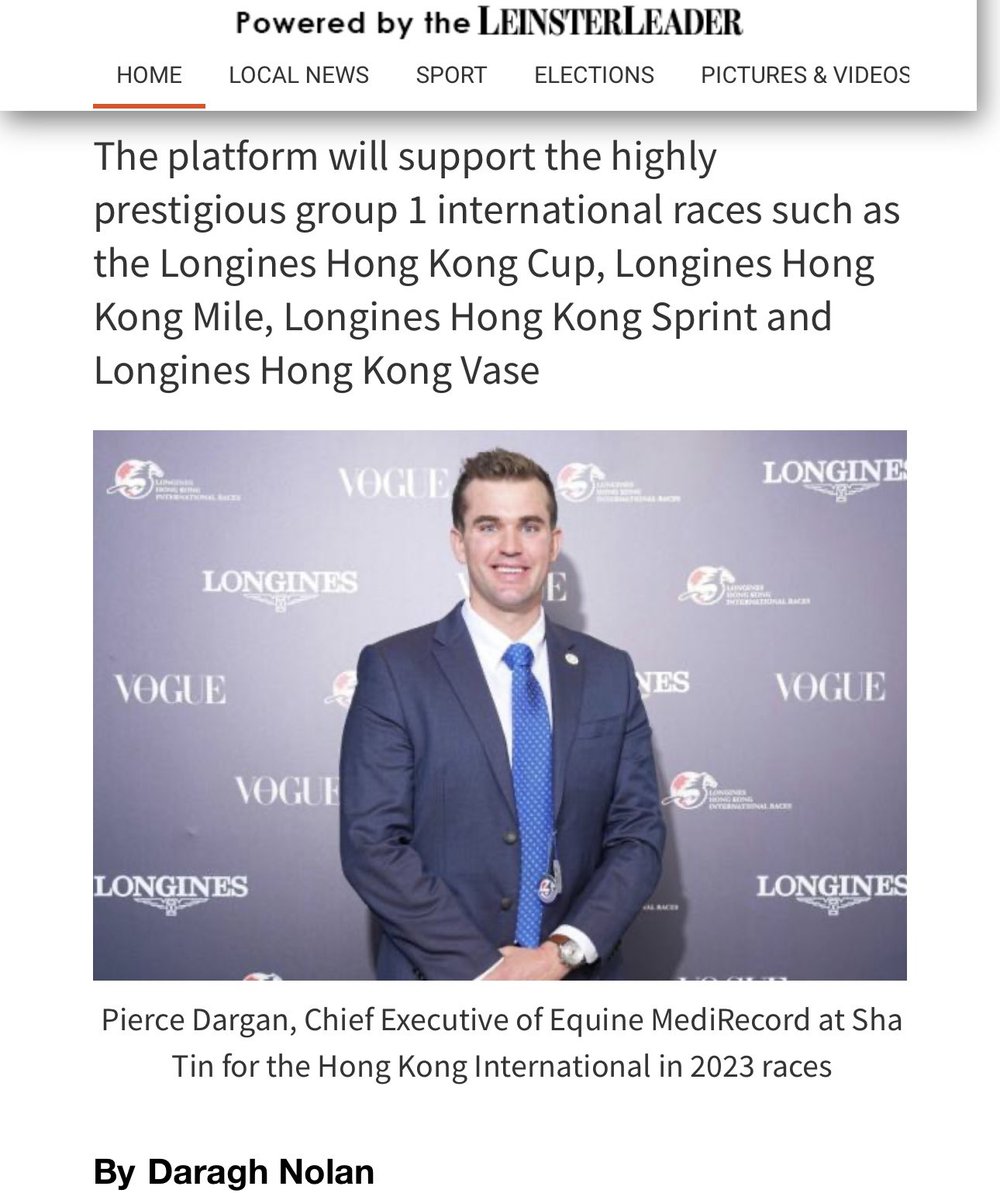 Pierce Dargan (@piercedargan_) on Twitter photo My company <a href="/EquineMediRec/">Equine MediRecord (EMR)</a> will be deploying a new equine welfare platform in Asia for this year’s <a href="/Longines/">Longines Watch Co.</a> Hong Kong International races!
Deploying a new product onto a new continent is always a very significant milestone. This wouldn’t have been possible without my amazing My company <a href="/EquineMediRec/">Equine MediRecord (EMR)</a> will be deploying a new equine welfare platform in Asia for this year’s <a href="/Longines/">Longines Watch Co.</a> Hong Kong International races!
Deploying a new product onto a new continent is always a very significant milestone. This wouldn’t have been possible without my amazing