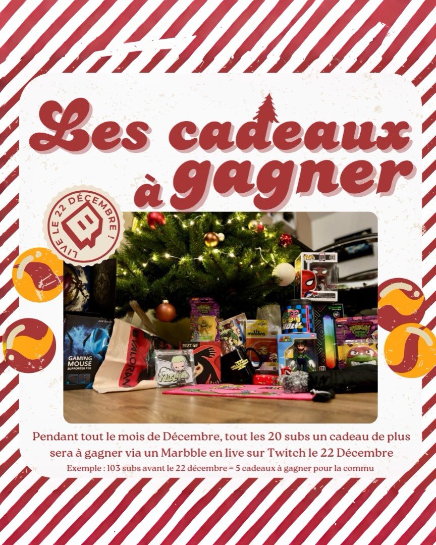 Dr_Why_Not's tweet photo. Ce mois ci sur ma chaîne Twitch, tout les 20 subs je fait gagner un cadeau de Noël à la communauté pendant un live Marbble le 22/12 🎁🎄🎅

Bombardez les abonnements et offrez un Noël inoubliable à la communauté

Pour participer au tirage au sort soyez présent sur Twitch le 22/12 https://t.co/IytDXF83XH