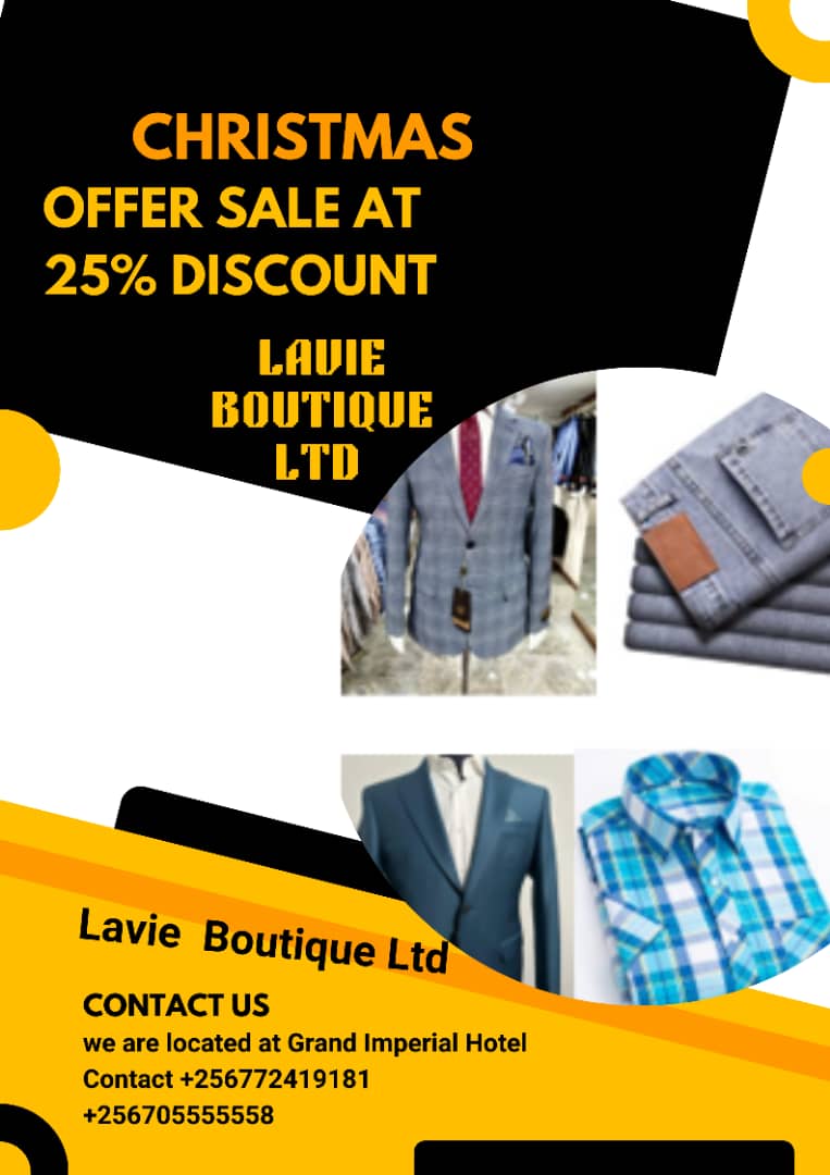 boutique_lavie's tweet photo. Christmas offer is here
At 25% discount make your purchase with us and we make it for you for this Christmas
Find us at Grand Imperial hotel
Contact us +256772419181
#lavieboutique #menwear #timelsssfashion #mensuits #Uganda #kampala https://t.co/HEYLZTXNu5